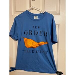 New Order “True Faith” Band Shirt – Port & Co Blue Tee with Front & Back Print